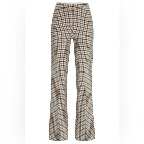 New BOSS Tuleah Regular-Fit Bootcut Trousers In Checked Size 8 - Picture 5 of 14